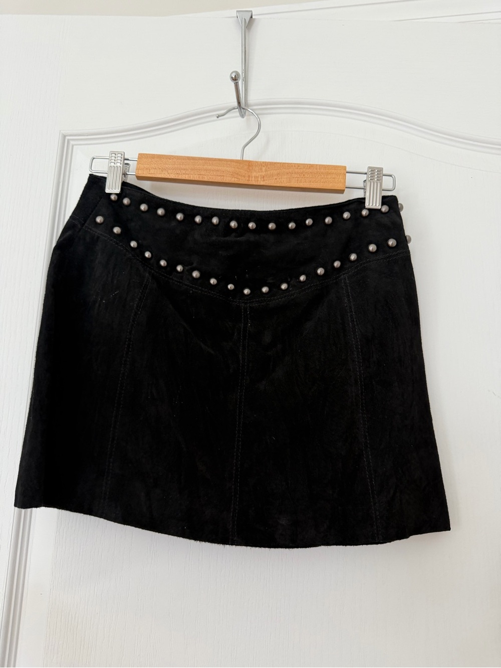 Black Studded leather Mini Skirt - Brand Unknown